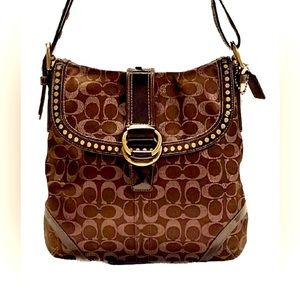 Coach Signature Studded Flap Messenger Bag